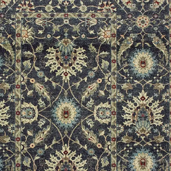 Navy Blue And Ivory Oriental Area Rug Photo 6