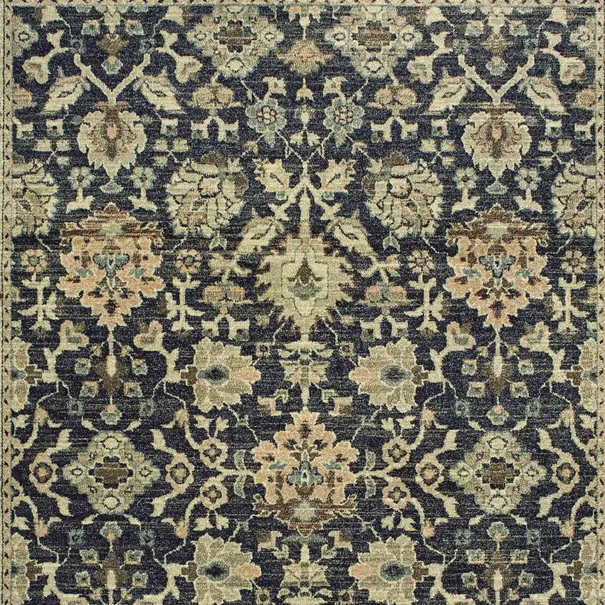 Navy Blue And Ivory Oriental Area Rug Photo 6