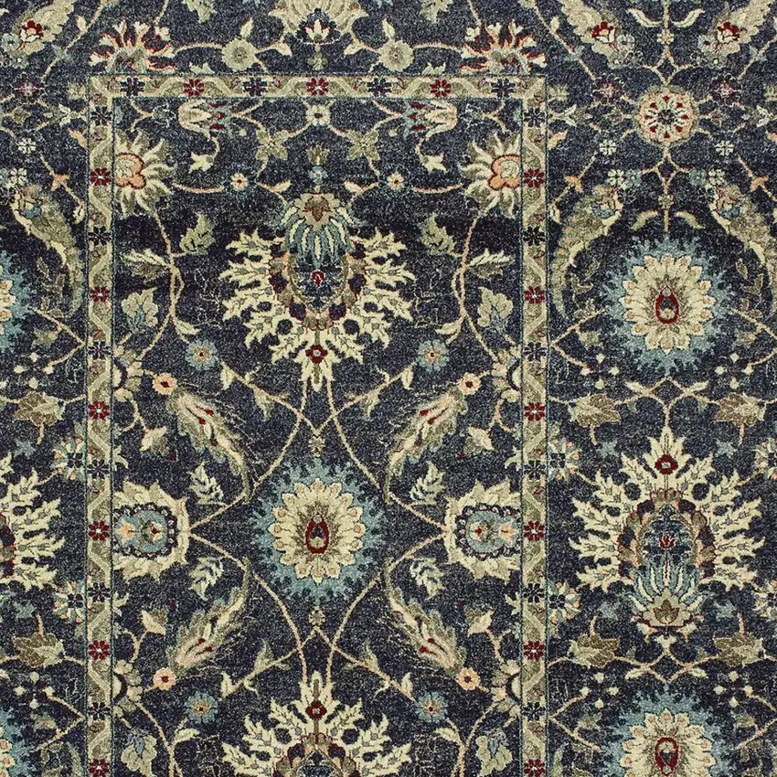 Navy Blue And Ivory Oriental Area Rug Photo 6
