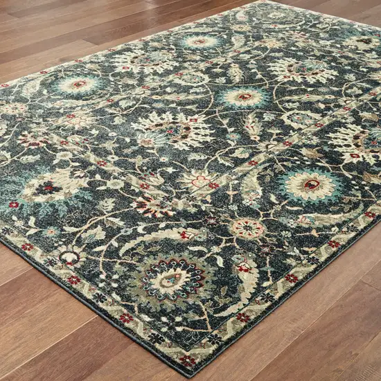 Navy Blue And Ivory Oriental Area Rug Photo 7