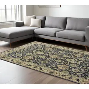 Photo of Navy Blue And Ivory Oriental Area Rug