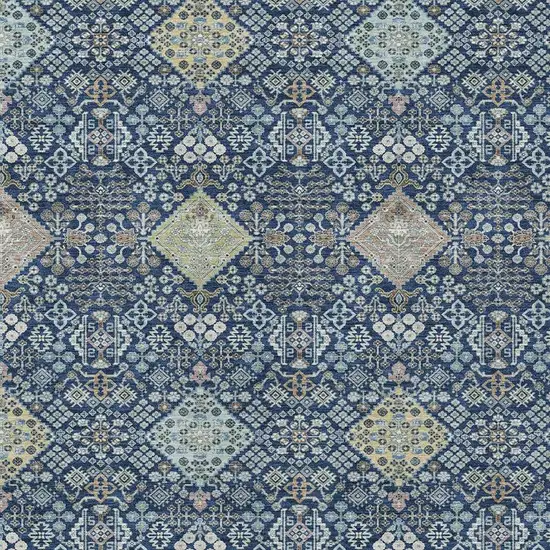 Navy Blue And Ivory Oriental Washable Indoor Outdoor Area Rug Photo 2