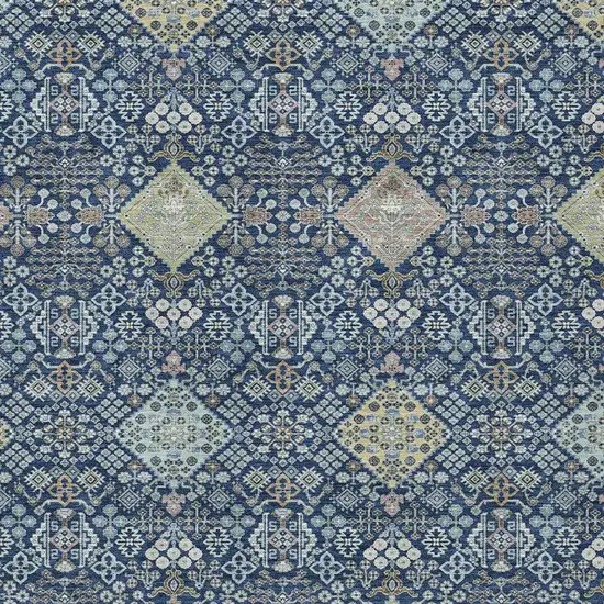 Navy Blue And Ivory Oriental Washable Indoor Outdoor Area Rug Photo 2