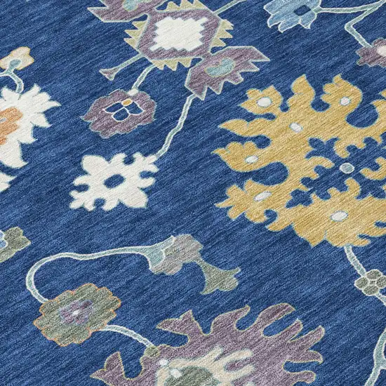 Navy Blue And Ivory Oriental Washable Indoor Outdoor Area Rug Photo 6