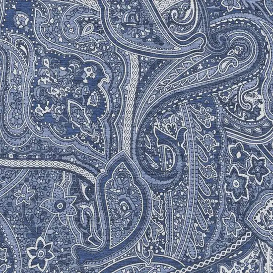 Navy Blue And Ivory Paisley Washable Area Rug With UV Protection Photo 8