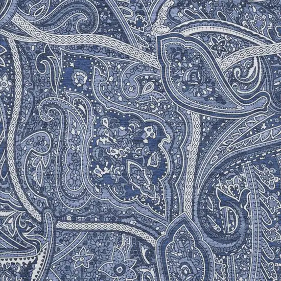 Navy Blue And Ivory Paisley Washable Area Rug With UV Protection Photo 7