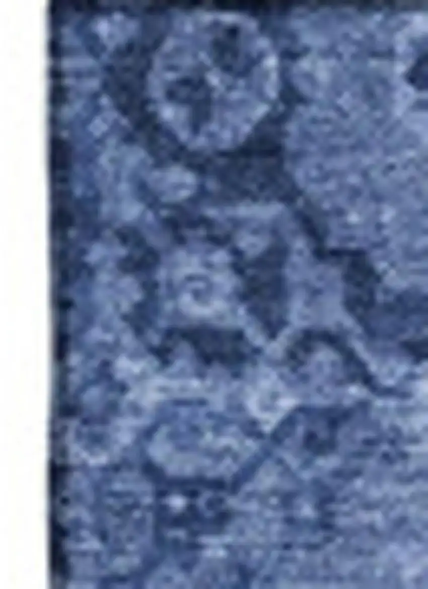 Navy Blue And Ivory Patchwork Washable Area Rug With UV Protection Photo 3