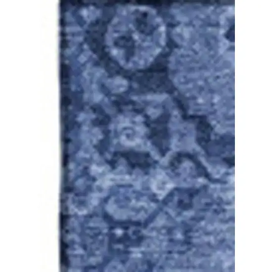 Navy Blue And Ivory Patchwork Washable Area Rug With UV Protection Photo 3