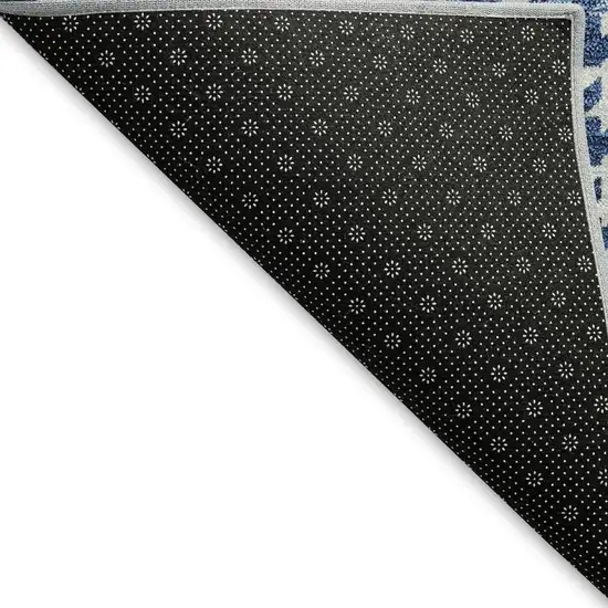 Navy Blue And Ivory Plaid Washable Area Rug With UV Protection Photo 2