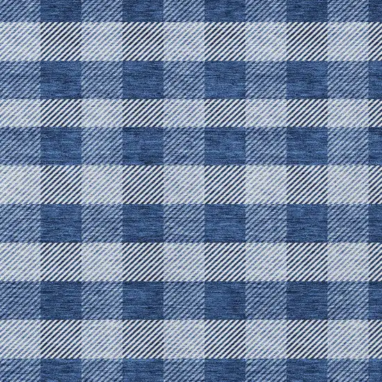 Navy Blue And Ivory Plaid Washable Indoor Outdoor Area Rug Photo 6