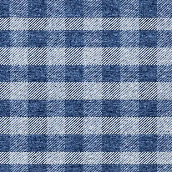 Navy Blue And Ivory Plaid Washable Indoor Outdoor Area Rug Photo 6