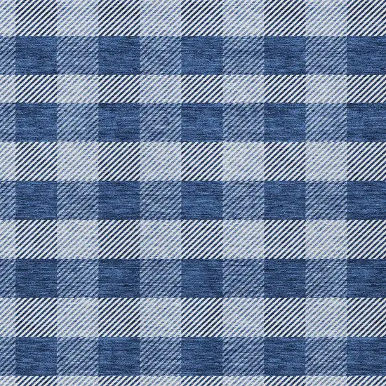 Navy Blue And Ivory Plaid Washable Indoor Outdoor Area Rug Photo 6