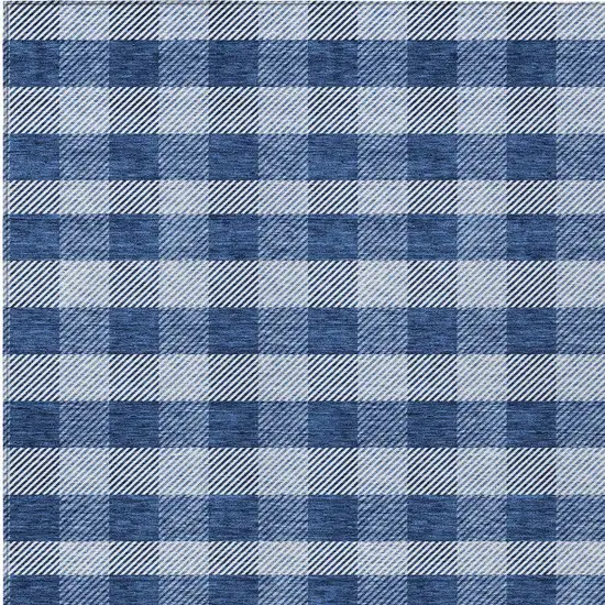 Navy Blue And Ivory Plaid Washable Indoor Outdoor Area Rug Photo 7