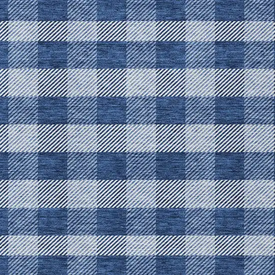 Navy Blue And Ivory Plaid Washable Indoor Outdoor Area Rug Photo 6