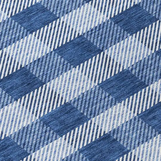 Navy Blue And Ivory Plaid Washable Indoor Outdoor Area Rug Photo 8