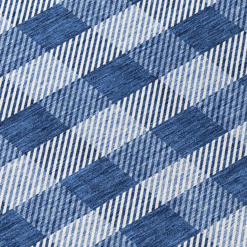 Navy Blue And Ivory Plaid Washable Indoor Outdoor Area Rug Photo 8
