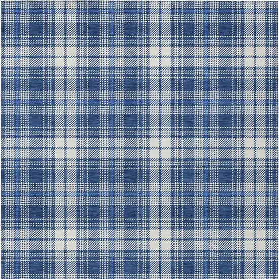 Navy Blue And Ivory Plaid Washable Indoor Outdoor Area Rug Photo 6