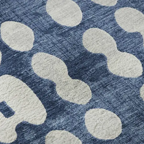 Navy Blue And Ivory Polka Dot Washable Area Rug With UV Protection Photo 7