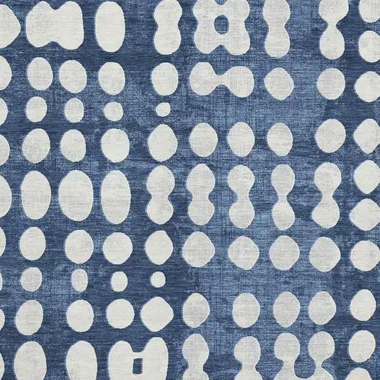 Navy Blue And Ivory Polka Dot Washable Area Rug With UV Protection Photo 3