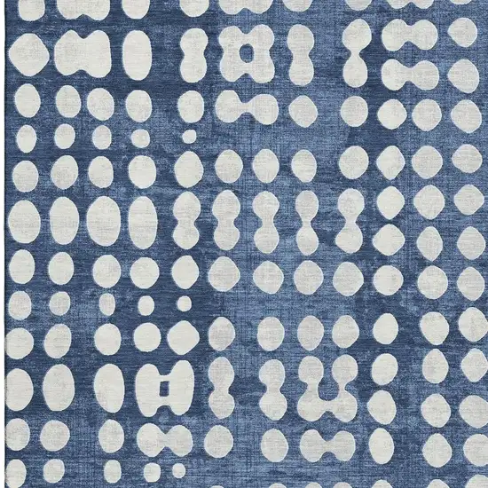 Navy Blue And Ivory Polka Dot Washable Area Rug With UV Protection Photo 4