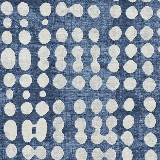 Navy Blue And Ivory Polka Dot Washable Area Rug With UV Protection Photo 3