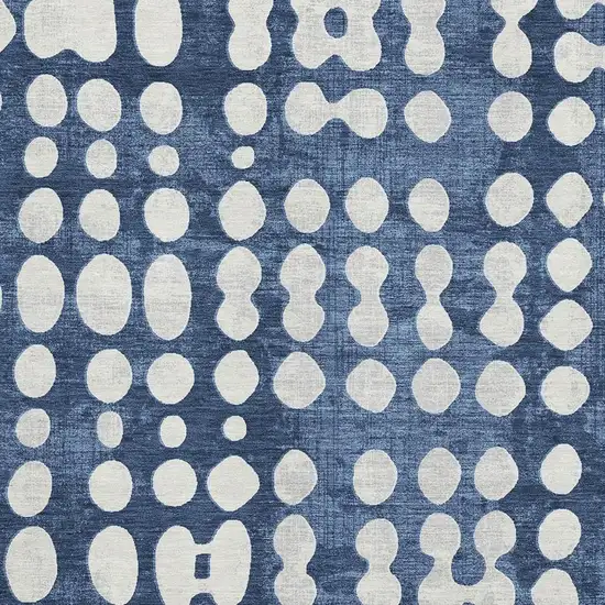 Navy Blue And Ivory Polka Dot Washable Area Rug With UV Protection Photo 3
