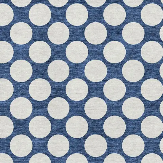 Navy Blue And Ivory Polka Dot Washable Area Rug With UV Protection Photo 3