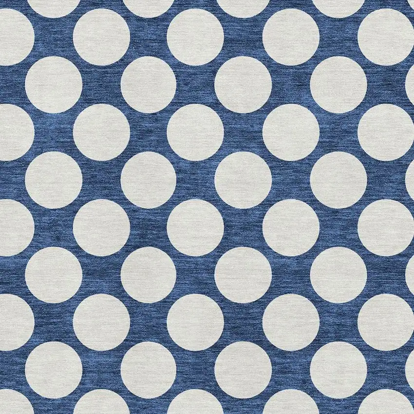 Navy Blue And Ivory Polka Dot Washable Area Rug With UV Protection Photo 3