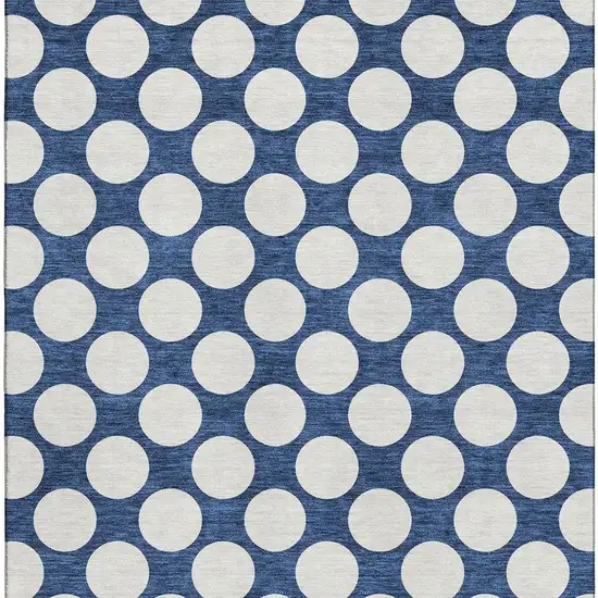 Navy Blue And Ivory Polka Dot Washable Area Rug With UV Protection Photo 4
