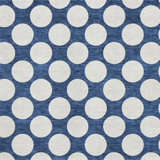 Navy Blue And Ivory Polka Dot Washable Area Rug With UV Protection Photo 3