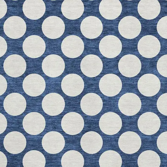 Navy Blue And Ivory Polka Dot Washable Area Rug With UV Protection Photo 3