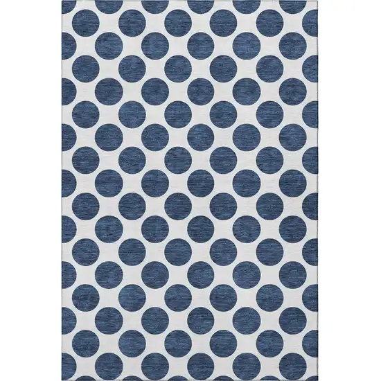 Navy Blue And Ivory Polka Dot Washable Area Rug With UV Protection Photo 2