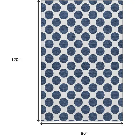 Navy Blue And Ivory Polka Dot Washable Area Rug With UV Protection Photo 9