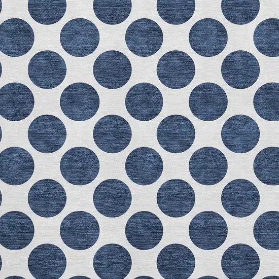 Navy Blue And Ivory Polka Dot Washable Area Rug With UV Protection Photo 2