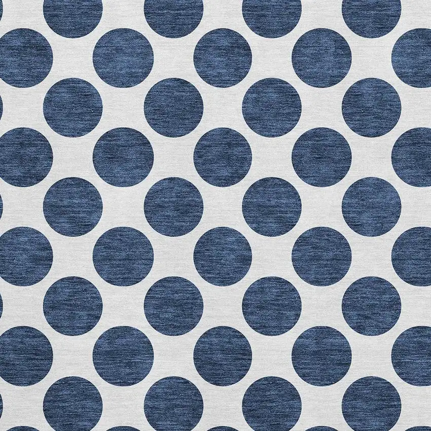 Navy Blue And Ivory Polka Dot Washable Area Rug With UV Protection Photo 2