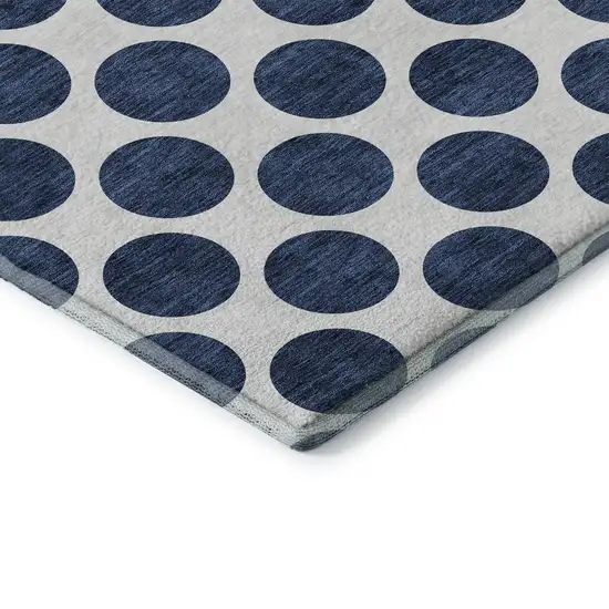 Navy Blue And Ivory Polka Dot Washable Area Rug With UV Protection Photo 7