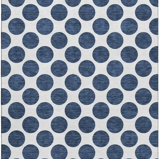 Navy Blue And Ivory Polka Dot Washable Area Rug With UV Protection Photo 4
