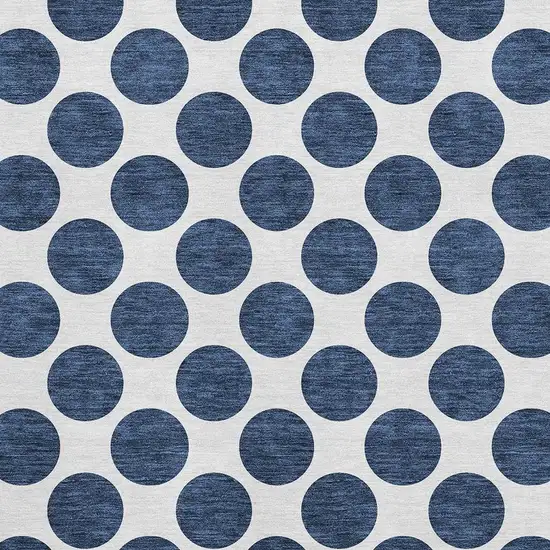 Navy Blue And Ivory Polka Dot Washable Area Rug With UV Protection Photo 2
