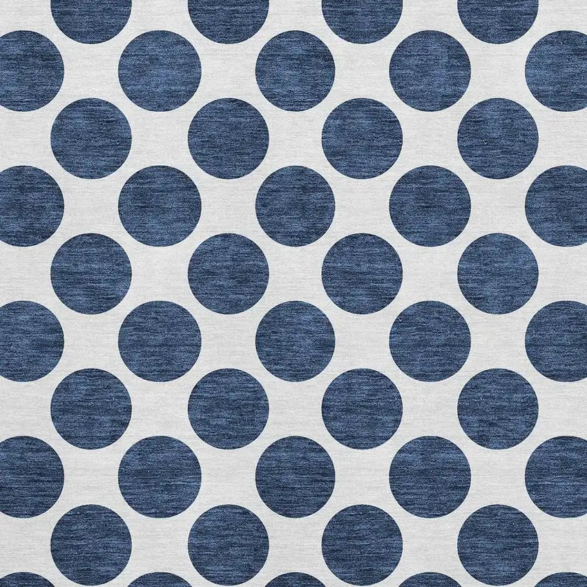 Navy Blue And Ivory Polka Dot Washable Area Rug With UV Protection Photo 2