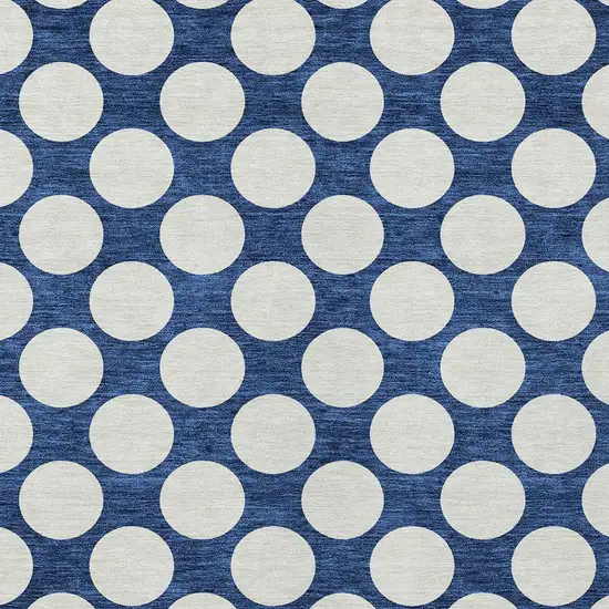 Navy Blue And Ivory Polka Dot Washable Indoor Outdoor Area Rug Photo 6