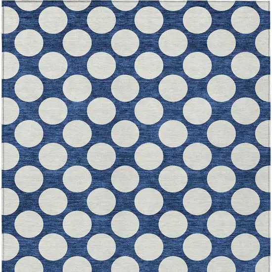 Navy Blue And Ivory Polka Dot Washable Indoor Outdoor Area Rug Photo 7