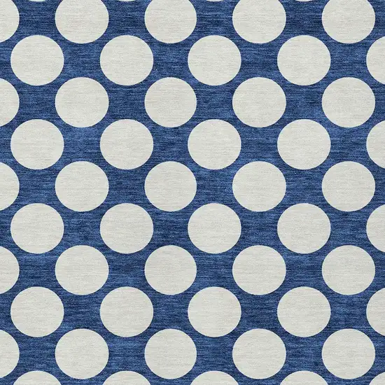 Navy Blue And Ivory Polka Dot Washable Indoor Outdoor Area Rug Photo 6