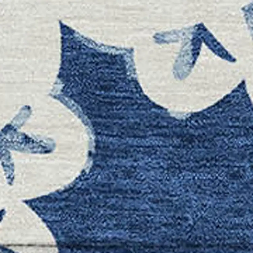 Navy Blue And Ivory Quatrefoil Washable Indoor Outdoor Area Rug Photo 6