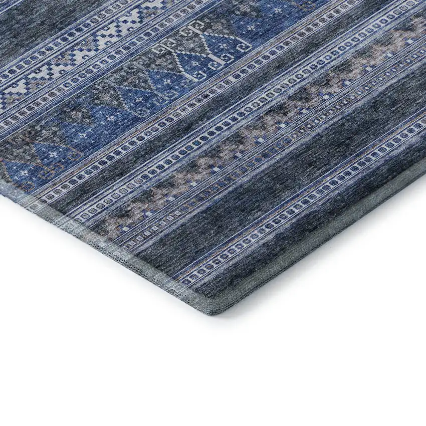 Navy Blue And Ivory Southwestern Washable Area Rug With UV Protection Photo 7