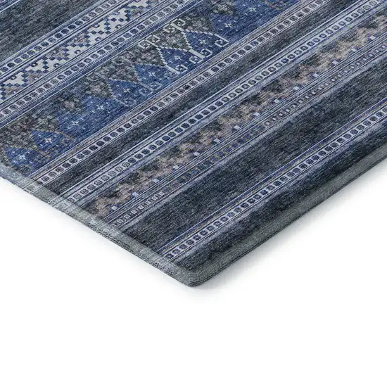 Navy Blue And Ivory Southwestern Washable Area Rug With UV Protection Photo 7