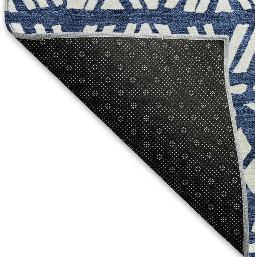 Navy Blue And Ivory Southwestern Washable Area Rug With UV Protection Photo 6