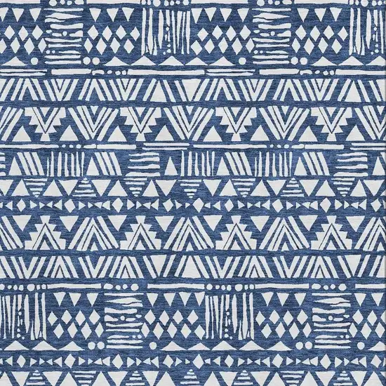 Navy Blue And Ivory Southwestern Washable Area Rug With UV Protection Photo 4