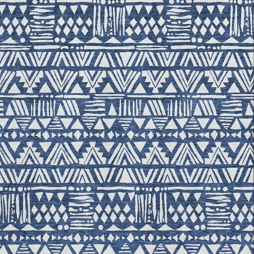 Navy Blue And Ivory Southwestern Washable Area Rug With UV Protection Photo 4