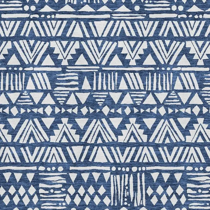 Navy Blue And Ivory Southwestern Washable Area Rug With UV Protection Photo 3