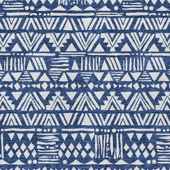 Navy Blue And Ivory Southwestern Washable Indoor Outdoor Area Rug Photo 5